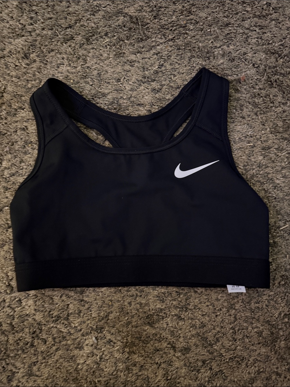 Nike Black Sports Bra with White Swoosh — Racerback Support